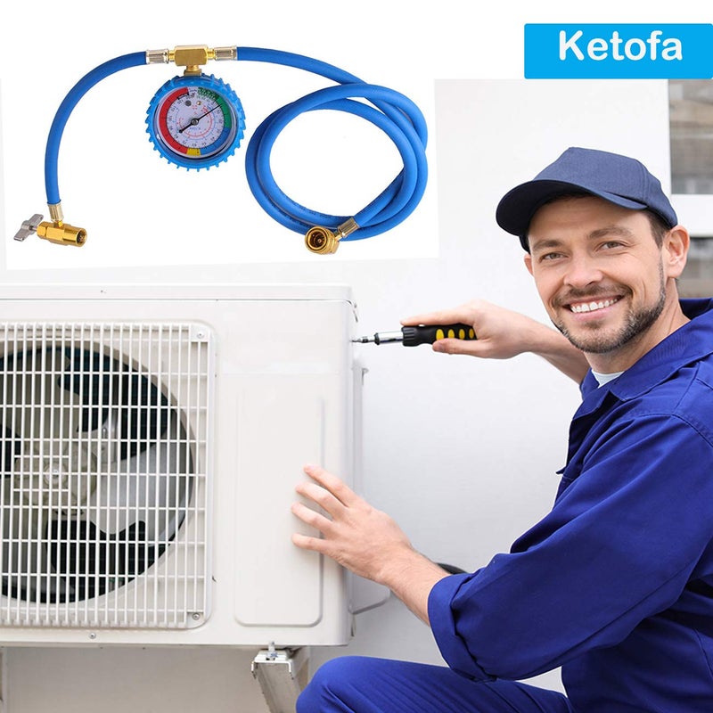 Ketofa R134a Charging Hose A/C Refrigerant Recharge Hose Quick Couple,R-134A Refrigerant Recharging Hose Kit with Gauge Total Long 52'' Charge Hose - Image 4